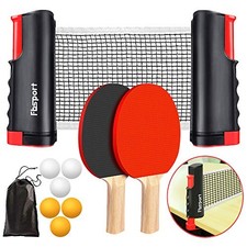 Ping Pong Paddle Set Portable Table Tennis Set with Retractable Net Games