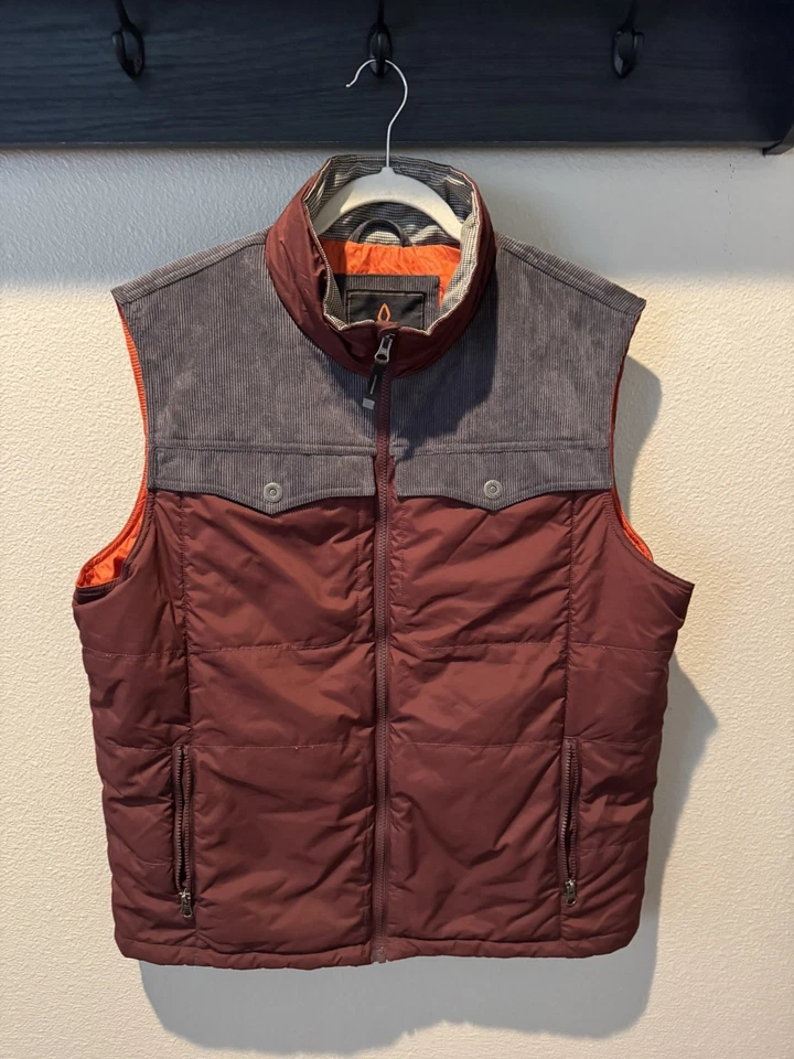 Chaleco Prana Puffer Para Hombres Mediano Naranja Pana Henna Hoffman Cremallera Completa Usado en Excelente Condición Foto 2 de 4
