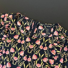 Forever 21 Floral Ruffle Mini Dress Womens Small Black Long Sleeve Fit Flare