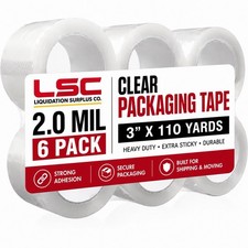 6 Rolls Clear Packing Tape 3 Inch x 110 Yds 330' Carton Sealing Packing Tape
