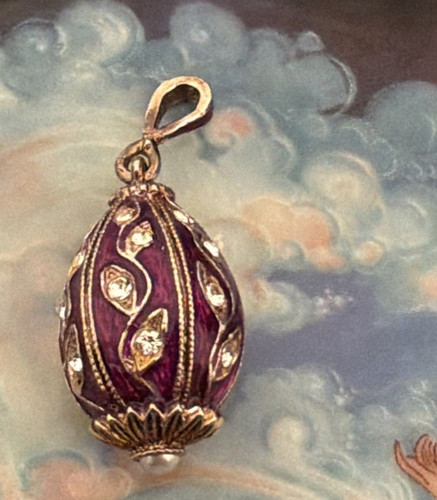 Vintage Sterling Silver Crystal Enamel Faberge Egg Pendant