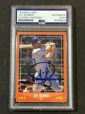 JAY BUHNER 1988 SCORE TRADED SIGNED AUTOGRAPHED ROOKIE CARD PSA/DNA CERTIFIED. rookie card picture