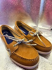 Sperry Top-Sider Brown Canvas Leather Women's Lace-Up Boat Shoes Memory Foam 6