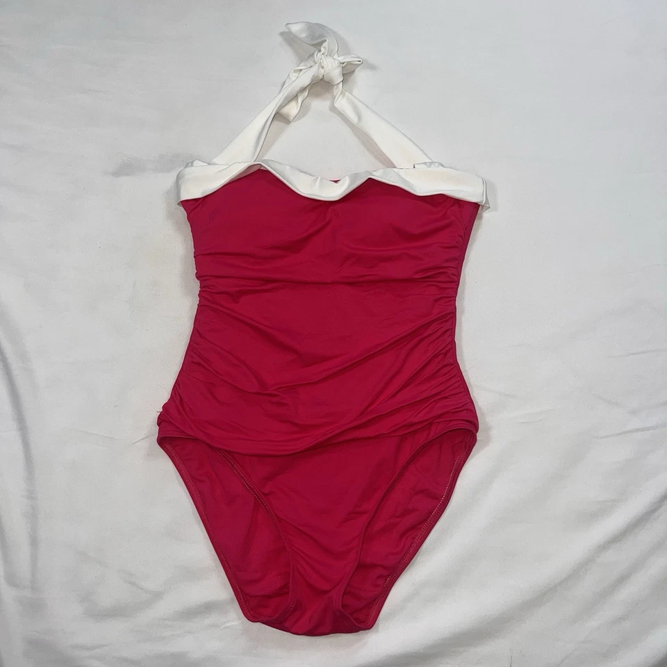 Lauren Ralph Lauren Swimsuit  Size 6 Pink Tummy Control Ruched Halter One-Piece - Image 2 of 4