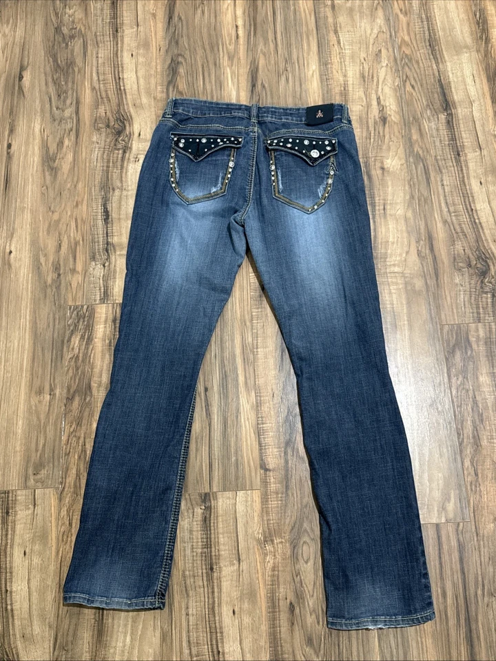 Pantalones de mezclilla para mujer antiguos gris remache, talla 36/17 Foto 4 de 4