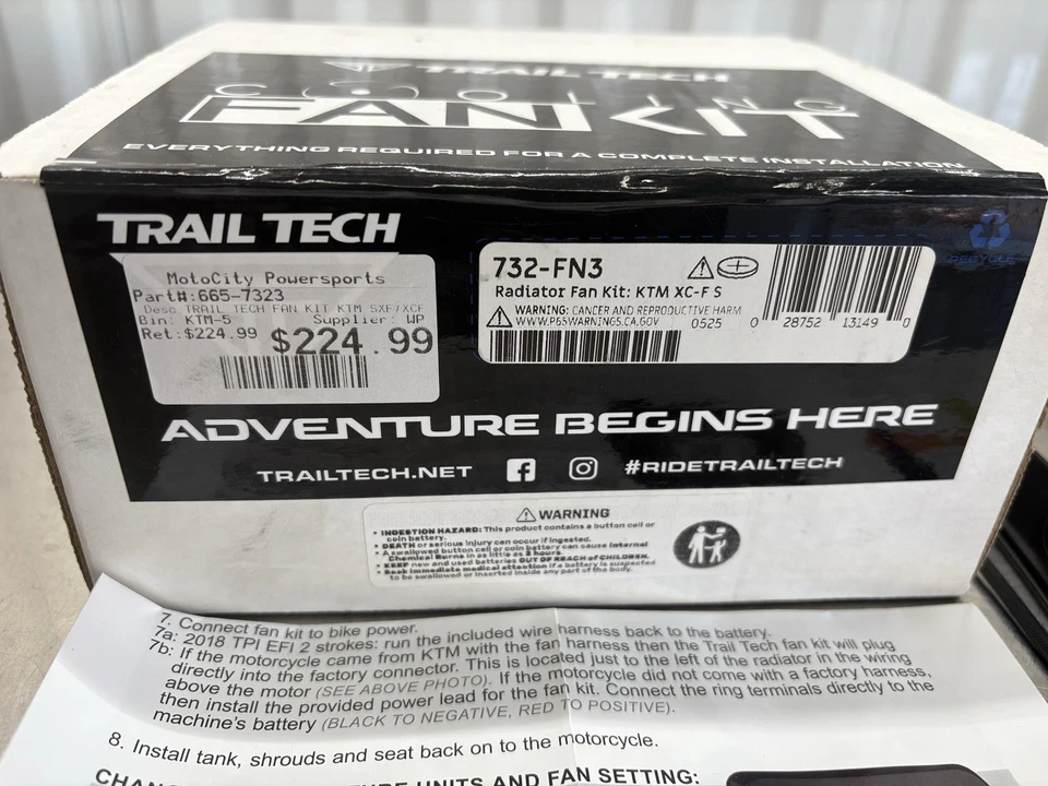 KIT VENTILADOR RADIADOR TRAIL TECH 732-FN3 PARA 17-25 KTM SXF XCF ECX XC 150 300 350 450 Foto 4 de 4