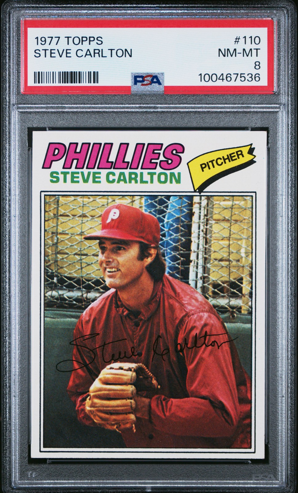 1977 TOPPS #110 STEVE CARLTON PSA 8