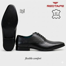 RED TAPE BANKS  OXFORD LEATHER MENS SMART FORMAL DESIGNER DRESS SHOES BLACK