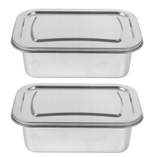 2 Pcs Airtight Stainless Steel Ice Cream Storage Containers Leakproof 1600 ml