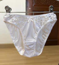Vintage Silky Polyester Panty Sheer Nylon Lace Hi Cut Sissy Bikini Sz.5 W.26-28"