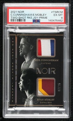 2021-22 Panini Noir Prime 7/25 Cade Cunningham Evan Mobley #TSR-CM PSA 6 RC 0sa3