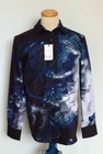 New Robert Graham Button Front Shirt Large Perfect Storm Dark Blue Classic Fit