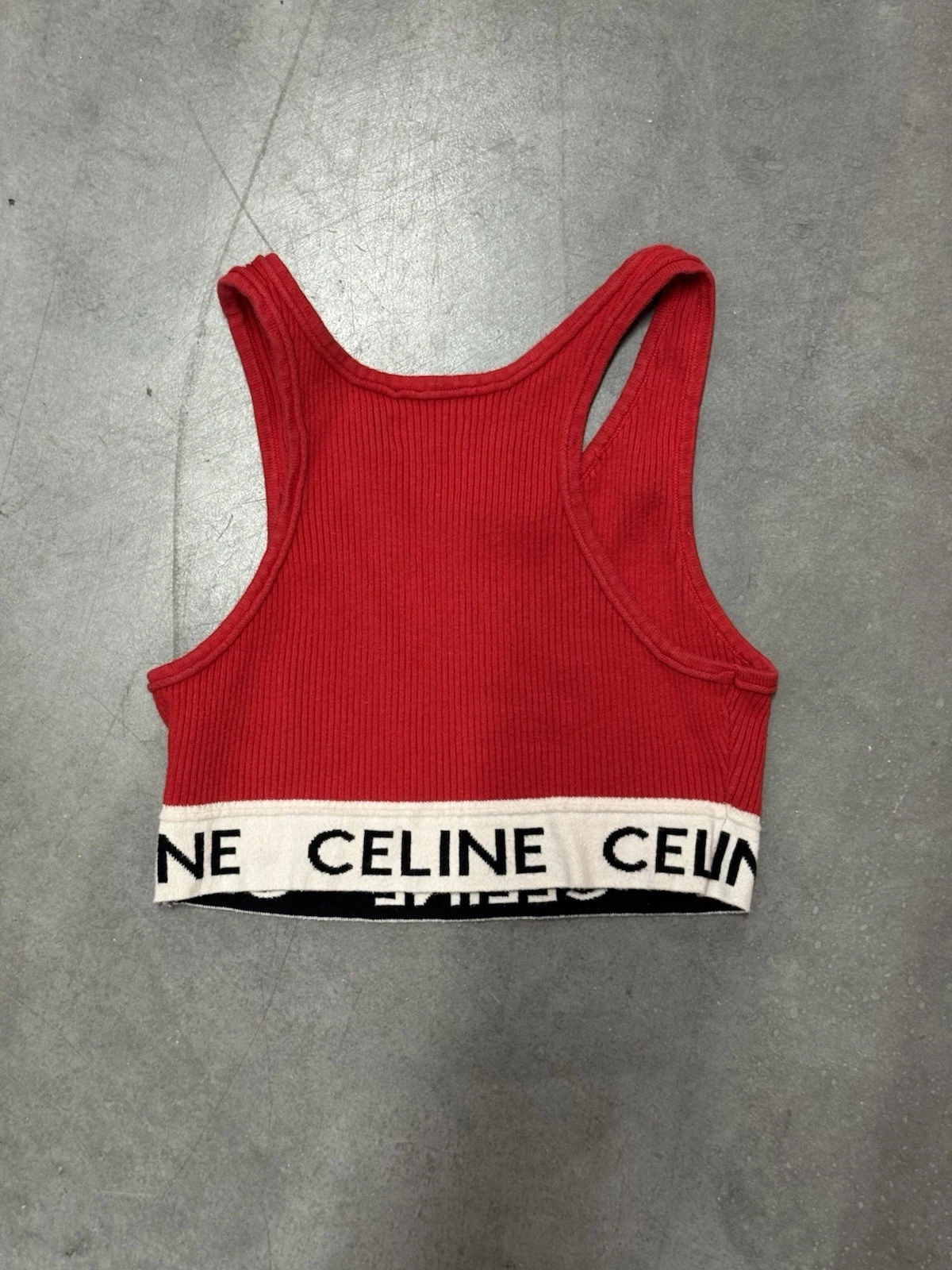 Canotta Celine donna piccola rossa reggiseno sportivo kit atletico reggiseno crop top pullover