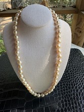 Vintage Necklace Faux Pearl Pearls Single Strand Goldtone Clasp 17  Classic