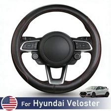 Car Steering Wheel Cover Premium Cowhide Leather For Hyundai Veloster 2011-2020