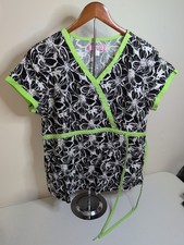 KOI by Kathy Perters scrub top side tie Flower theme