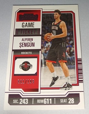 2023-24 Panini Contenders #36 Alperen Sengun Game Ticket Pink #/199 Rockets