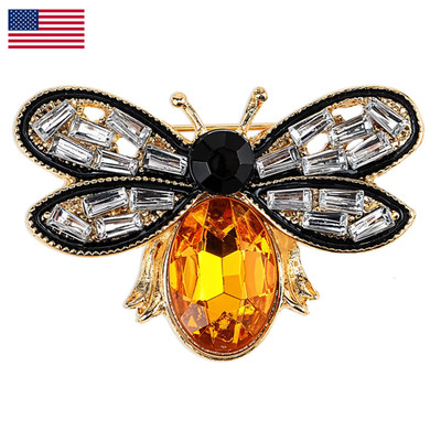 Psyqtsuary Bee Brooch Pin Honey Bee Rhinestone Pins Vintage Crystal Insect