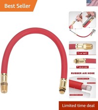 Tire Inflator Hose, 12 Inch Red Rubber Hose Whip for Tire Pressure Inflator G...