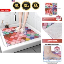 Non Slip Shower Mat Bathroom Floor Mat Square 24x24 Inch Drainage Bath Mat