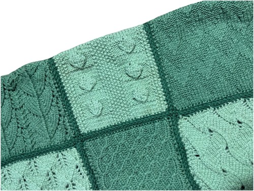 Vintage Green Checkerboard Blanket Quilt S Monogram Fringe Knit Plaid Throw - Picture 8 of 8