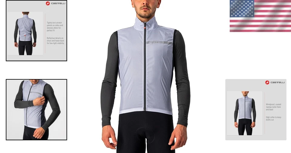 Performance-Driven Men's Cycling Vest with Windproof Ripstop Nylon & High Collar - Image 2 of 4