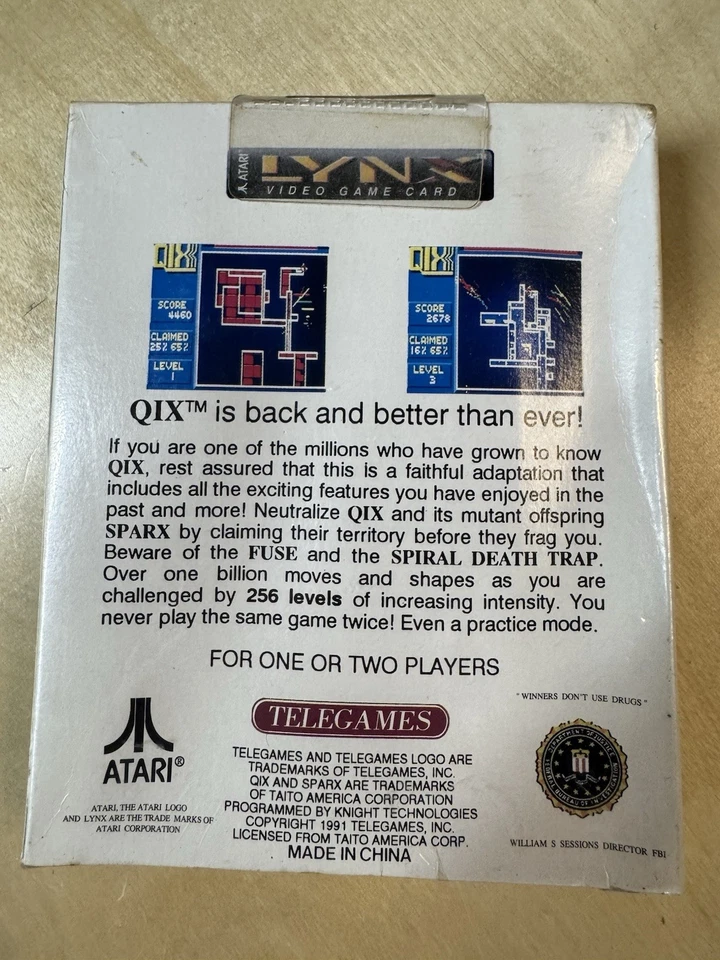 Atari Lynx QIX Game Cartridge - Sealed (rip on front) - Image 3 of 3