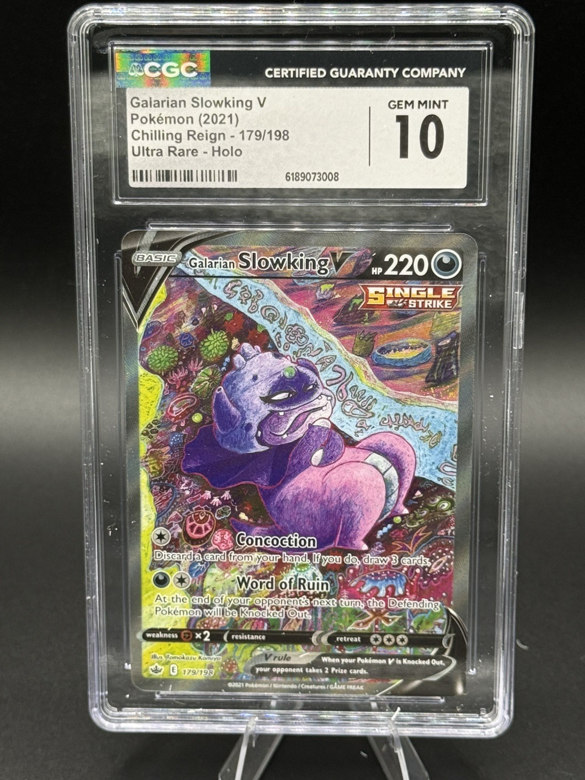 CGC 10 GEM MINT Galarian Slowking V 179/198 Chilling Reign Pokemon 2021 PSA 