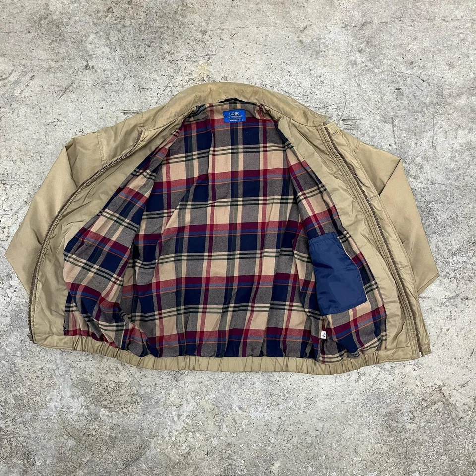 Vintage Lobo By Pendleton Jacket Mens Medium Tan Plaid Lined Bomber Made USA 80s - Image 3 of 4