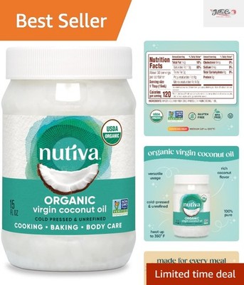 Organic Virgin Coconut Oil - Cold-Pressed, Unrefined, 15 Oz for Health & Beauty
