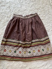 Vintage 40s 50s Guatemalan Folk Art Embroidered Skirt S Brown Veras Originals