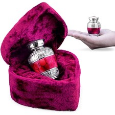 INTAJ Red Brass Keepsake Urn for Human Ashes Small Urn,