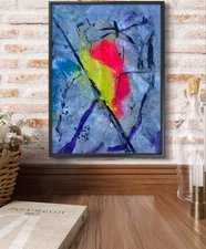 Original Art "Warbler" 9x12 Canvas Expressionism Abstract Design Home Art