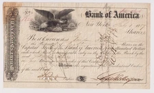 1857 Bank of America Stock Certificate