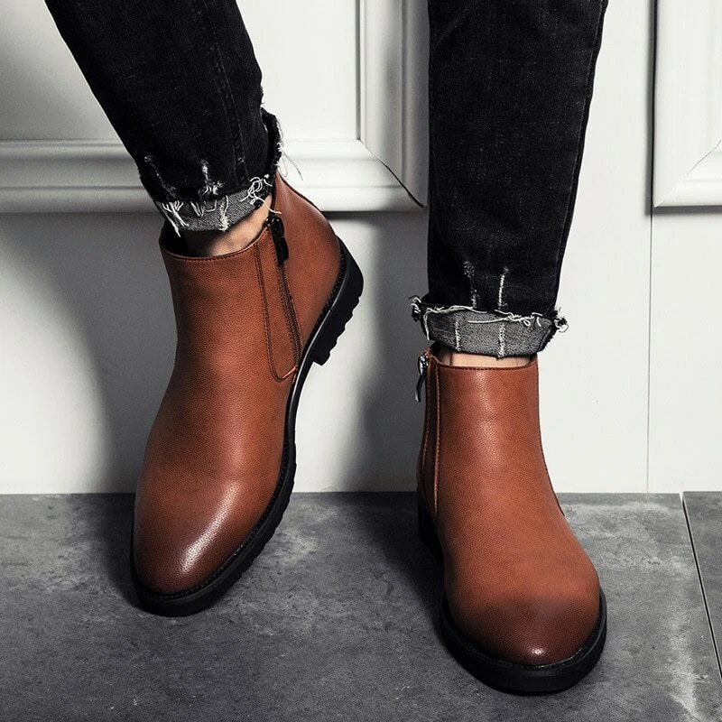 Leather Men Boots Business Dress Boots Shoes Men Ankle Boots Men