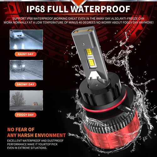 9007 HB5 LED Headlights Kit Combo Bulbs 6000K High Low Beam Super White Bright - Picture 9 of 10