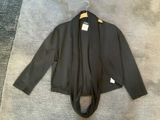 Authentic Chanel Bolero Black Cardigan with attached Scarf 40