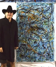 62”x40” Pollock/Richter style canvas painting Acrylic,Abstract, Modern,X Large
