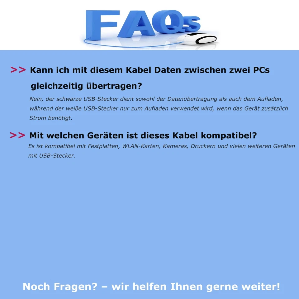 B42 USB splitter cable USB 2.0 1x socket to 2x plug data and power cable 30cm - Image 4 of 4