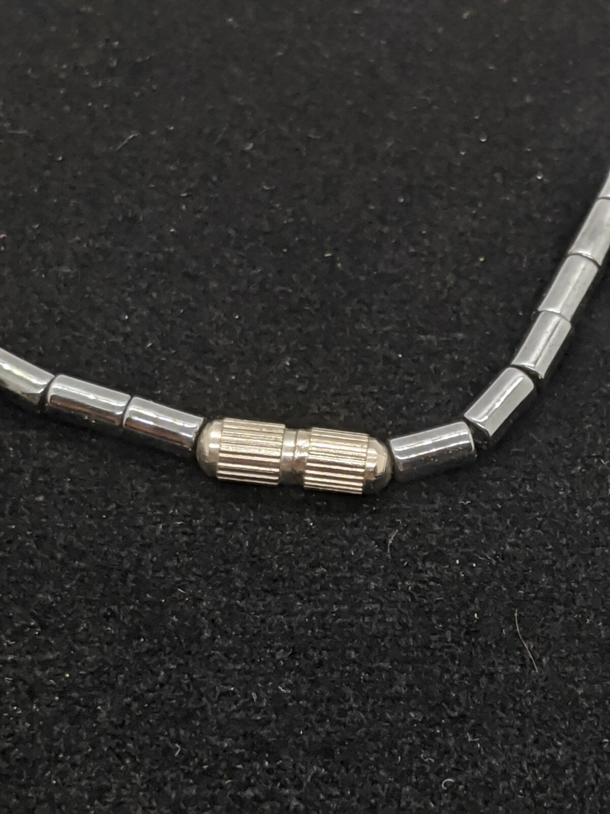 Gray Hematite Blue bead Heart Statement Necklace - image 3