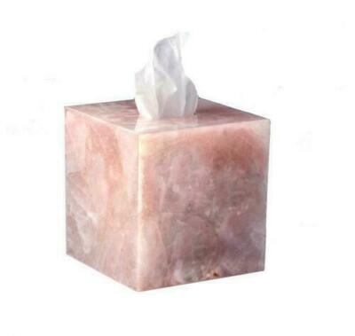 6'' Marvelous Marble Tissue Box Inlay agate pink quartz Home Hallway Decor