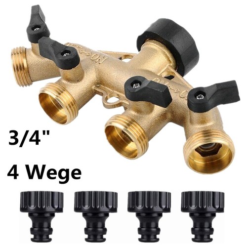 2-4Wege Fach Verteiler Wasserverteiler 3/4" Gartenschlauch Wasserhahn Ventil DHL - Bild 9 von 15