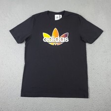 Adidas T Shirt Mens Small Black Logo Casual Short Sleeve Adult