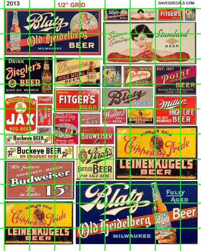 2013 DAVE'S DECALS HO VINTAGE BEER SIGNS BLATZ JAX FITGERS POINT and MORE