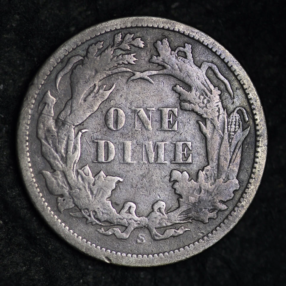 1869-S Seated Liberty Silver Dime CHOICE XF+ FREE SHIPPING E243 RCPC - Image 2 of 2