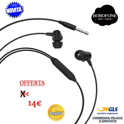 CUFFIE AURICOLARI UNIVERSALI BOROFONE BM20 JACK 3,5MM STEREO 1 PULSANTE SUL  FILO | eBay