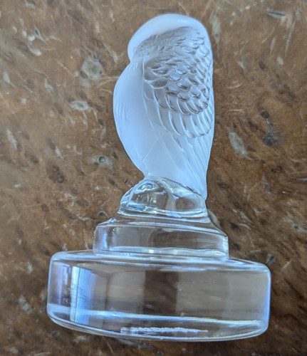 Lalique France Crystal Repace Bird Of Prey Hawk Signed 3" Tall Wide Base - Picture 6 of 13