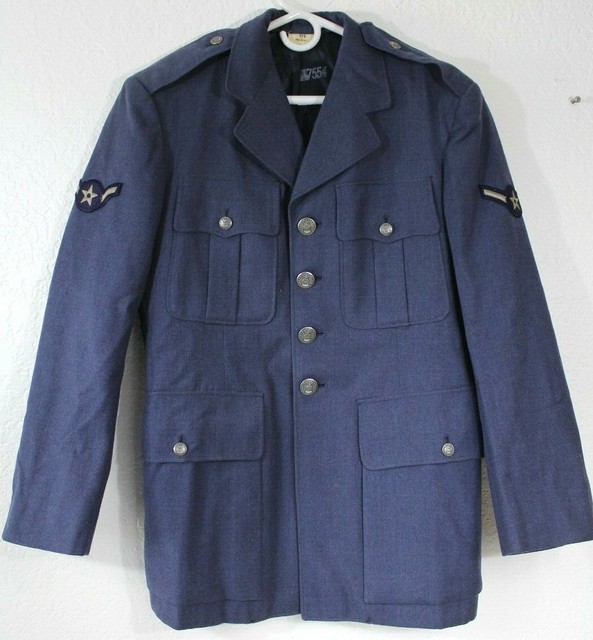 Vintage Men's US Air Force Blue Dress Uniform Coat 37S Wool Polyester