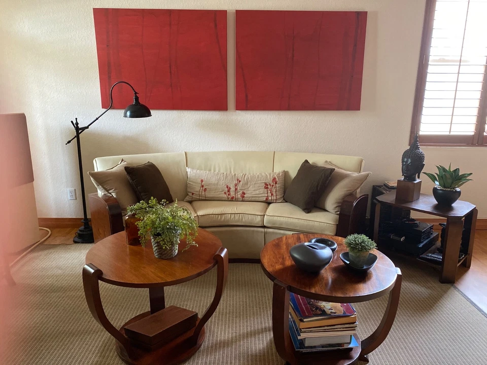 Sofá curvo Art Deco europeo raro y elegante de los años 30 - una pieza llamativa atemporal Foto 3 de 4