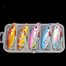 5PCS/Box Slow Fall Pitch Fishing Lures Sinking Lead Metal Flat Jigging Bait Hook